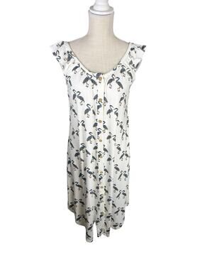 NWT Kate Quinn The Woods Modal Button Front Nightgown Women's Small Bird Print